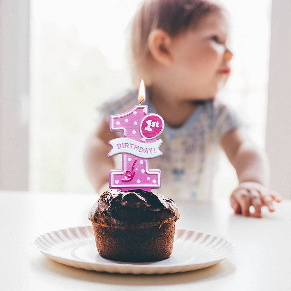 Baby's First Birthday Pink Birthday Candle