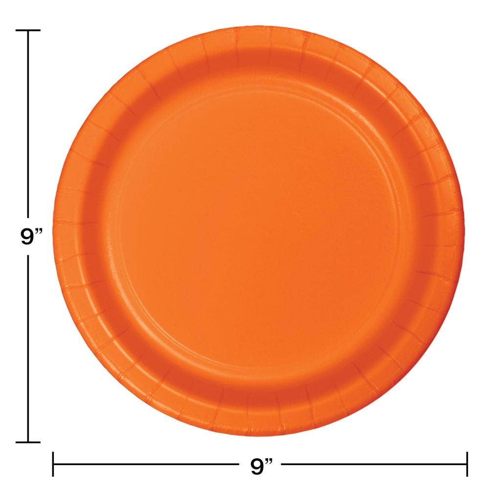 Sunkissed Orange Value 8.75" Paper Dinner Plates