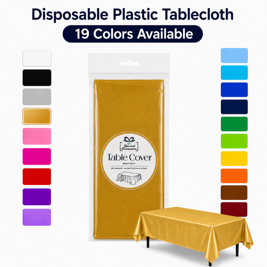 Disposable Plastic Rectangle Tablecloth, 54 x 108 in