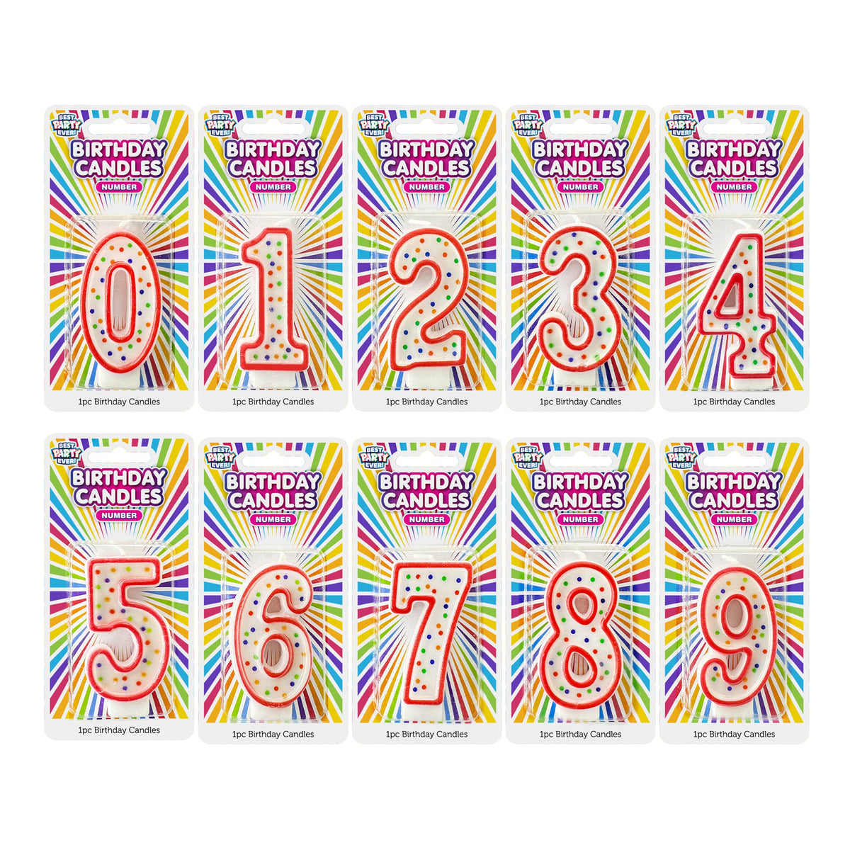 0-9 Number Birthday Candles Starter Pack