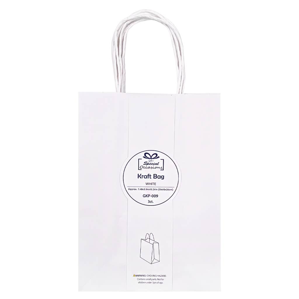 Large Kraft Gift Bags, 3 Pack, 9 Colors Available