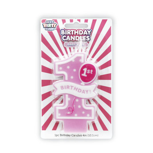 Baby's First Birthday Pink Birthday Candle
