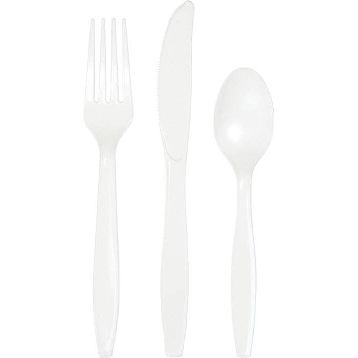 18pc White Value Asst Plastic Cutlery