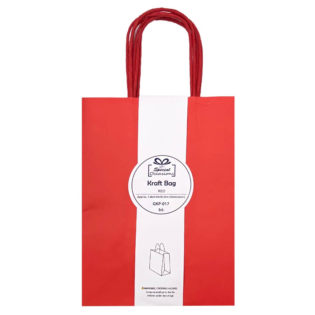 Large Kraft Gift Bags, 3 Pack, 9 Colors Available