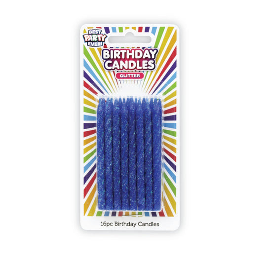 Blue Glitter Birthday Candles