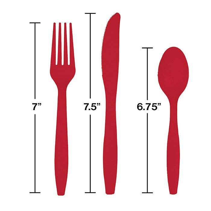 18pc Classic Red Value Asst Plastic Cutlery