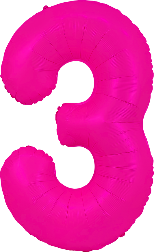34" Neon Pink Number 3