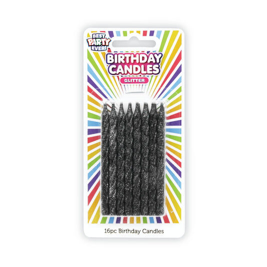 Black Glitter Birthday Candles