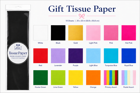 Gift Tissue Paper, 20x20in, 10 Sheets, Available in 18 Color