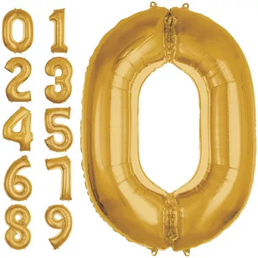 Gold Number Balloons