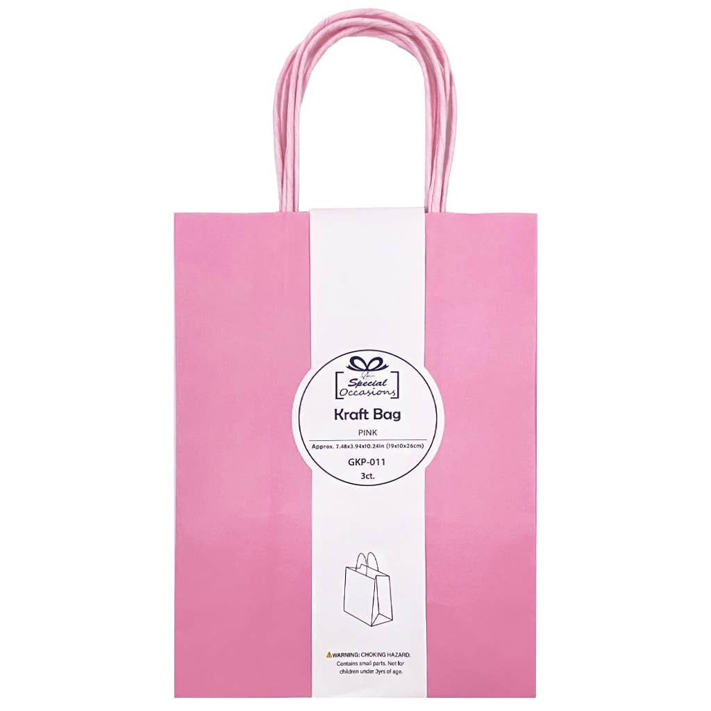 Large Kraft Gift Bags, 3 Pack, 9 Colors Available