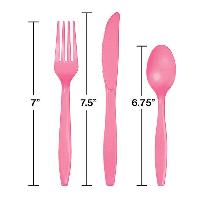 18pc Candy Pink Value Asst Plastic Cutlery