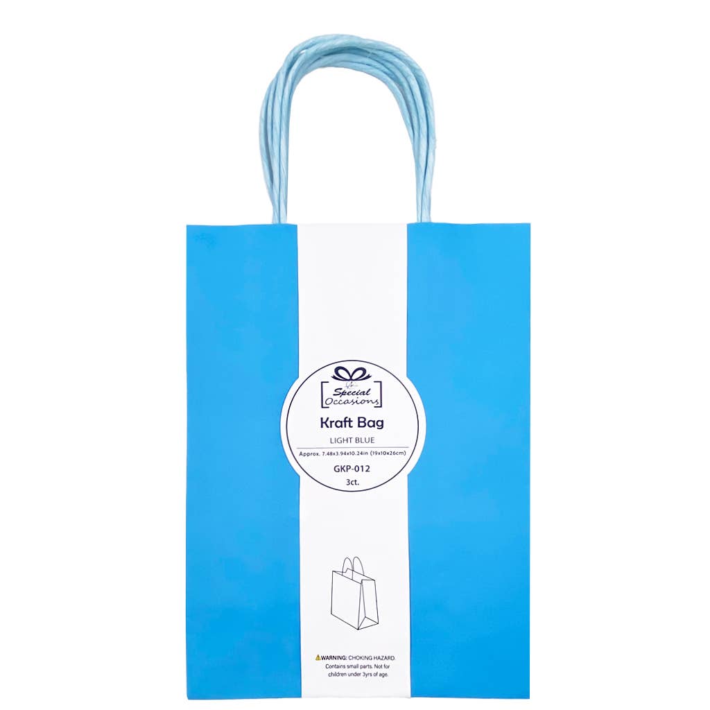 Large Kraft Gift Bags, 3 Pack, 9 Colors Available