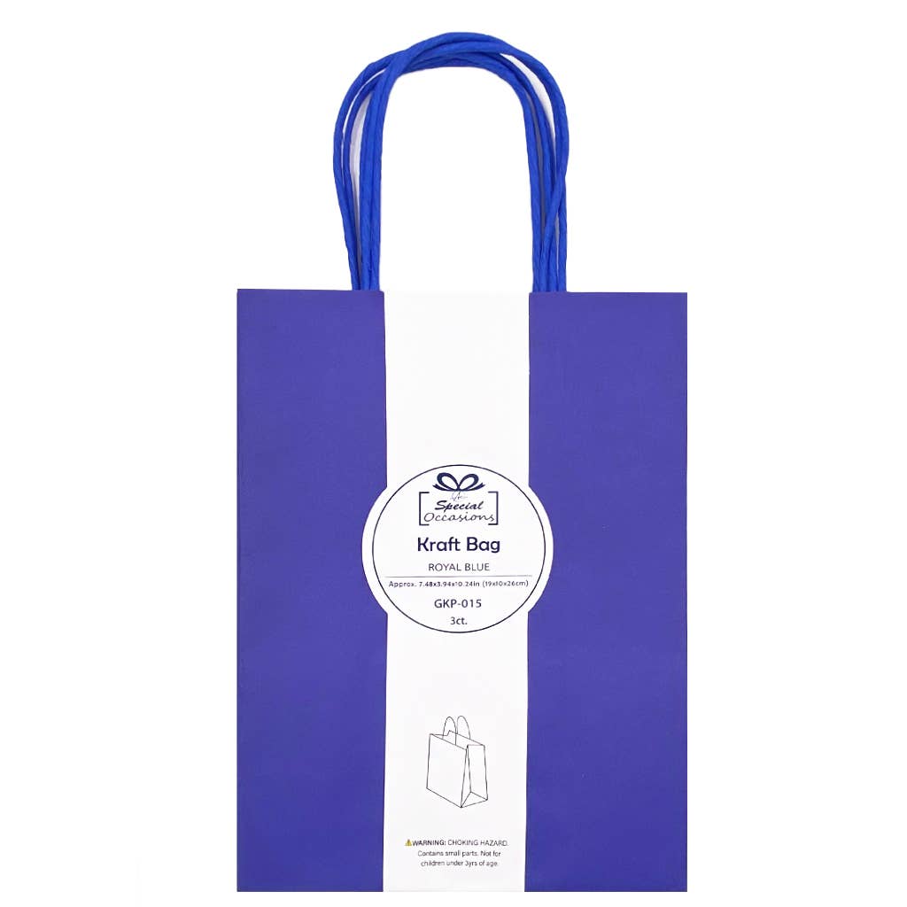 Large Kraft Gift Bags, 3 Pack, 9 Colors Available