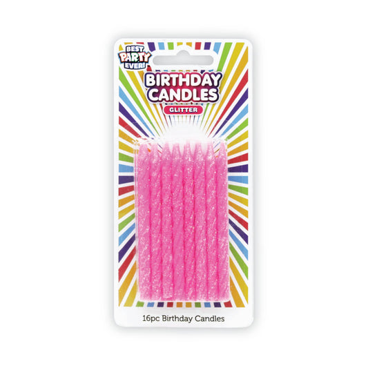 Pink Glitter Birthday Candles