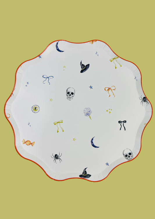 XL Bows & Boos Halloween Patterned Plate