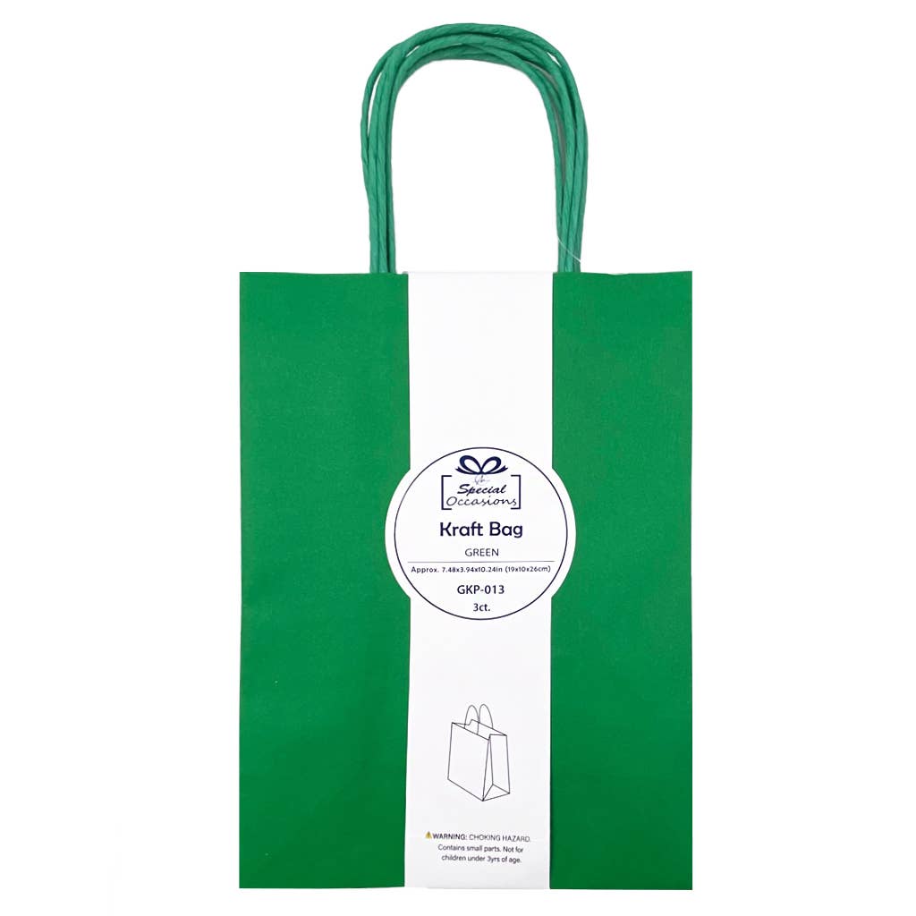 Large Kraft Gift Bags, 3 Pack, 9 Colors Available