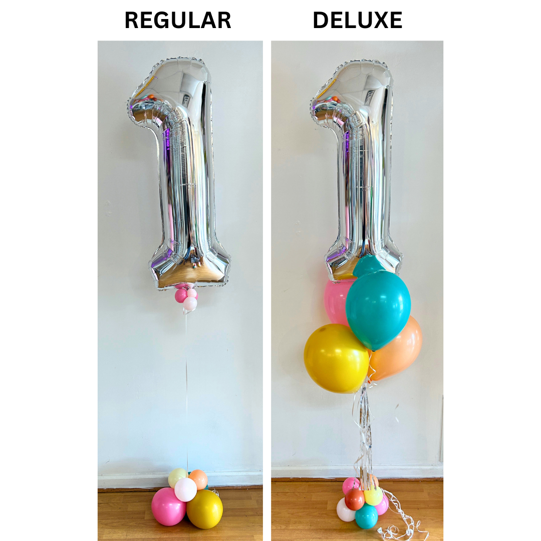 Silver Number Balloons