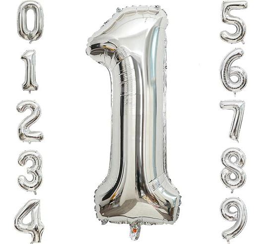 Silver Number Balloons